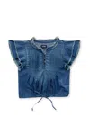 Katiejnyc Junior Hart Top In Chambray Blue In Blue