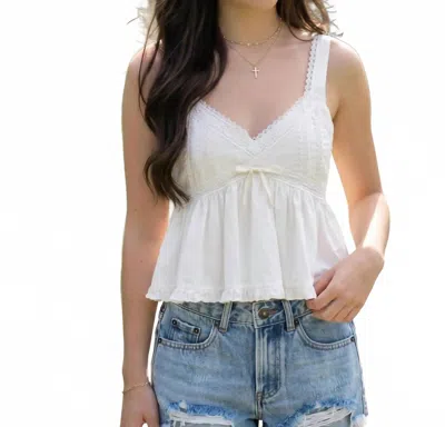 Katiejnyc Women's Ilyana Intricate Lace Trim Detailing Top In White