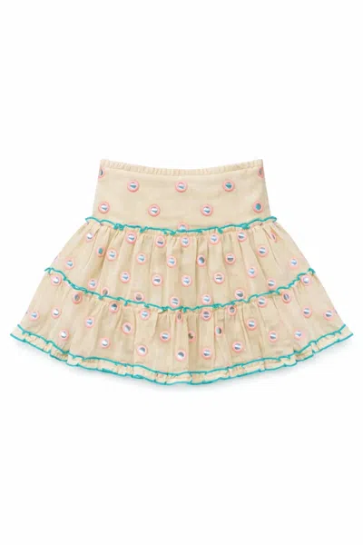Katiejnyc Women's Junior Meena Mini Ruffle Skirt In Peach/turquoise In Nude