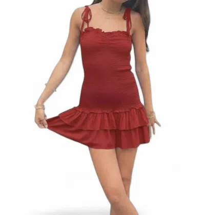 Katiejnyc Young Women's Meri Mini Dress In Red Georgette In Burgundy