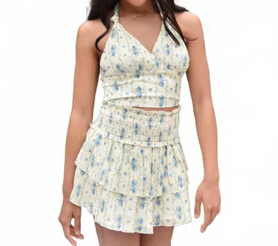 Katiejnyc Yvonne Top In Creme Floral Stripe In White