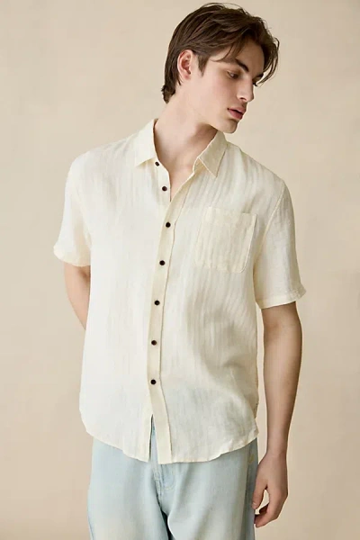 Katin Alan Solid Short Sleeve Shirt Top In Vintage White, Men's At Urban Outfitters