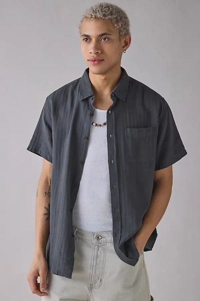Katin Alan Solid Short Sleeve Shirt Top In Washed Black, Men's At Urban Outfitters In Gray