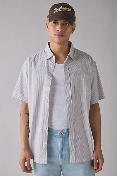 Katin Ezra Short Sleeve Shirt Top In Light Brown, Men's At Urban Outfitters In Gray