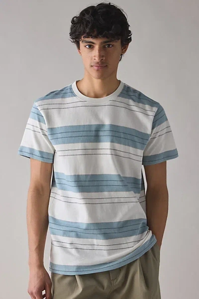 Katin Greg Stripe Pattern Cotton Tee In Lago, Men's At Urban Outfitters