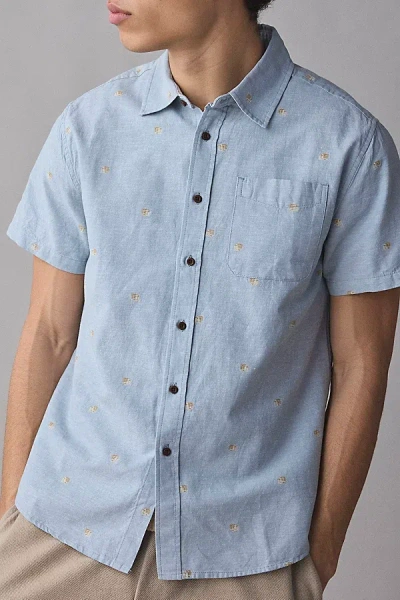Katin Leo Textured Short Sleeve Shirt Top In Slate, Men's At Urban Outfitters