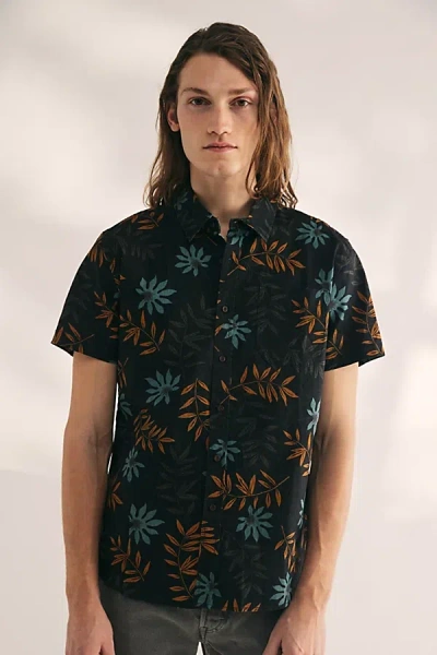 Katin Rockaway Short Sleeve Button-down Shirt Top In Black, Men's At Urban Outfitters