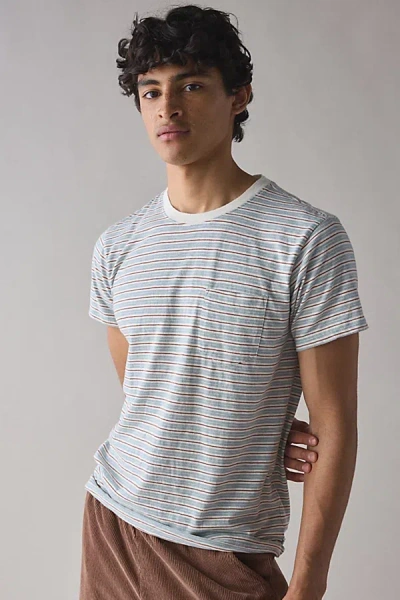 Katin Rural Stripe Cotton Pocket Tee In Lago, Men's At Urban Outfitters