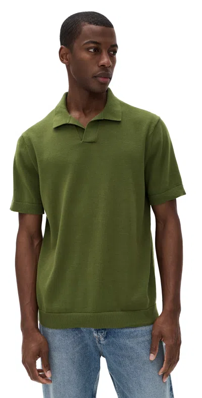 Katin Sherman Knit Polo Shirt Olive In Green