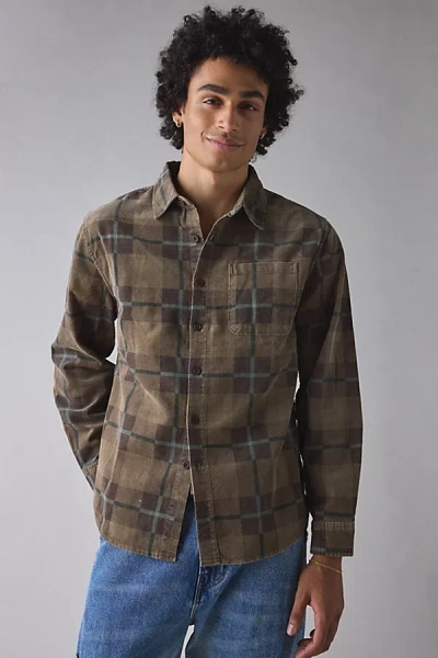 Katin Stevie Long Sleeve Shirt In Brown, Men's At Urban Outfitters