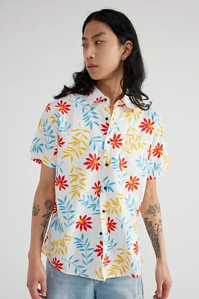 Katin Uo Exclusive Rockaway Short Sleeve Shirt Top In Foam Blue/red Gold, Men's At Urban Outfitters