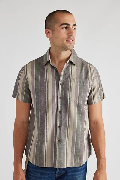 Katin York Striped Short Sleeve Shirt Top In Auralite, Men's At Urban Outfitters In Gray
