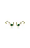 Katkim 18k Gold Emerald Trace Pave Single Earring In Gold