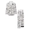 Katro Women's Black / White Broad Beach Noire Floral Cotton Pajamas In Black/white
