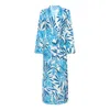 Katro Women's Blue Matador Capri Cotton Robe In Blue