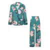 Katro Women's Colony Cabbage Rose Green Cotton Pajamas In Green