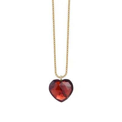 Katy Faye Women's Gold / Red Charlotte Garnet Heart Necklace