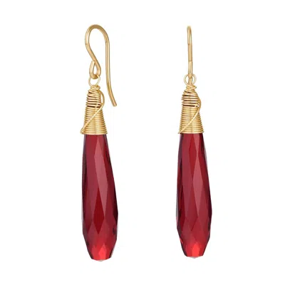 Katy Faye Women's Gold / Red Daria Red Earrings In Multi