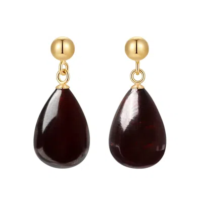 Katy Faye Women's Gold / Red January Garnet Earrings