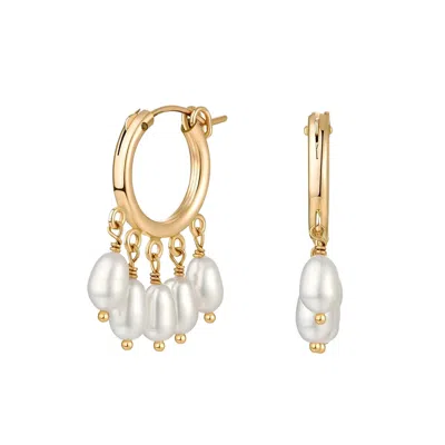 Katy Faye Women's Gold / White Agathe Pearl Huggie Hoop Earrings