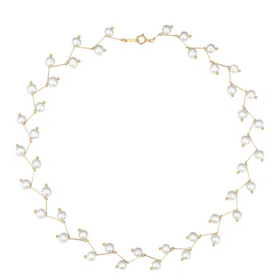 Katy Faye Women's Gold / White Astro Pearl Floating Necklace