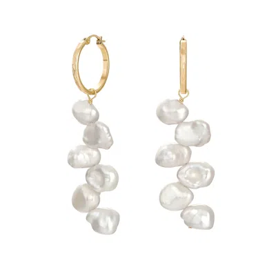 Katy Faye Women's Gold / White Belle Earrings In Multi