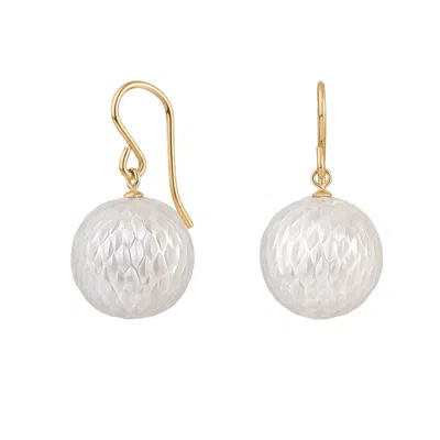 Katy Faye Women's Gold / White Blanche Carved Pearl Earrings - Limited Edition