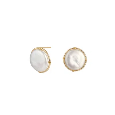Katy Faye Women's Gold / White Ivy Pearl Earrings