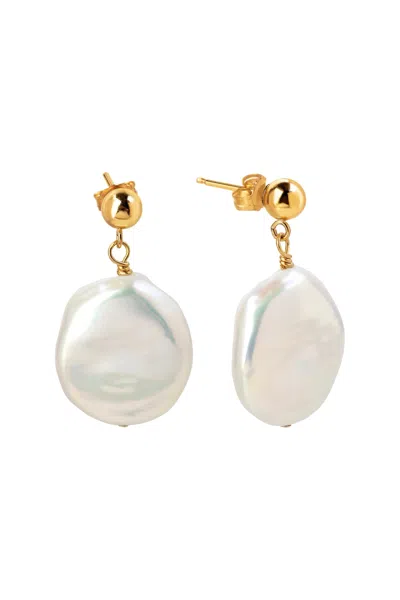 Katy Faye Women's Gold / White Luna Pearl Earrings