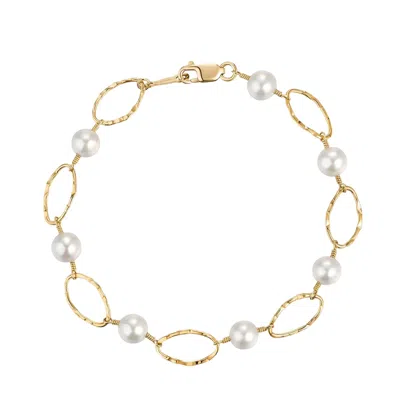 Katy Faye Women's Gold / White Michelle Rice Pearl Bracelet