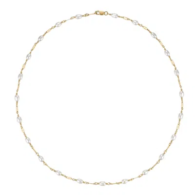 Katy Faye Women's Gold / White Michelle Rice Pearl Necklace