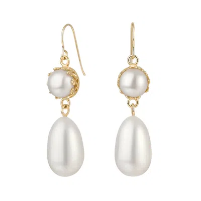 Katy Faye Women's Gold / White Mira Pearl Earrings In Multi