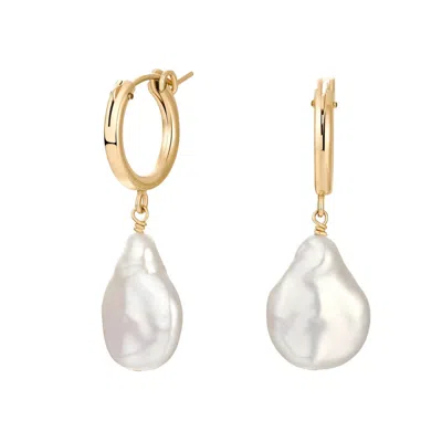 Katy Faye Women's Gold / White Moon Pearl Earrings