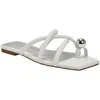 Katy Perry The Came Toe Thong Sandal Womens Toe Loop Faux Leather Slide Sandals In Optic White