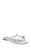 Katy Perry The Came Toe Thong Sandal Womens Toe Loop Faux Leather Slide Sandals In Optic White