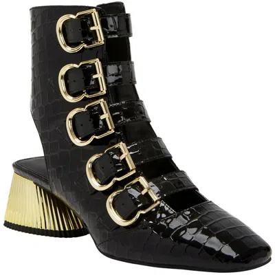 Katy Perry The Clarra Buckle Bootie Womens Patent Zipper Booties In Black