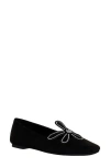 Katy Perry The Evie Daisy Flat Womens Embellished Faux Suede Ballet Flats In Black
