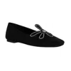 Katy Perry The Evie Daisy Flat Womens Embellished Faux Suede Ballet Flats In Black