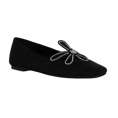 Katy Perry The Evie Daisy Flat Womens Embellished Faux Suede Ballet Flats In Black