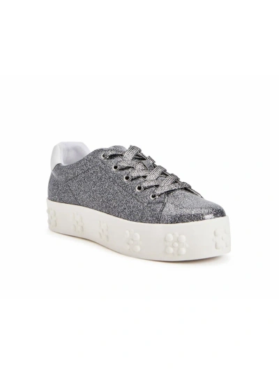 Katy Perry The Florral Sneaker Womens Floral Glitter Casual And Fashion Sneakers In Grey