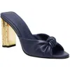 Katy Perry The Framing Womens Faux Leather Embossed Slide Sandals In Midnight Blue