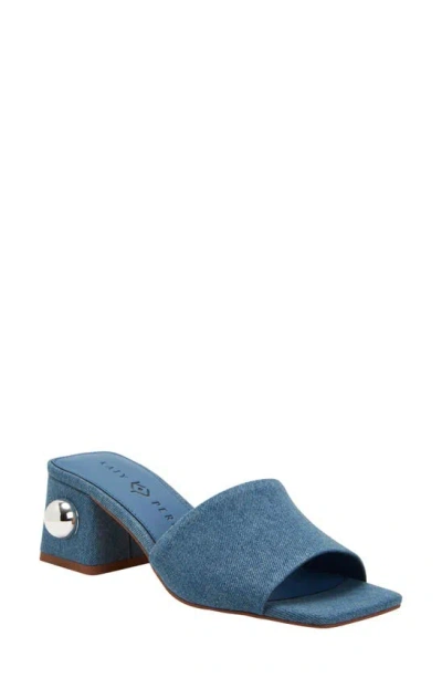 Katy Perry The Gemm Stud Slide Sandal In Blue Denim