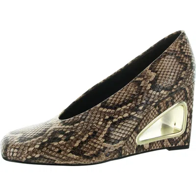 Katy Perry The Hollow Wedge Pump Womens Cut-out Faux Leather Wedge Heels In Multi