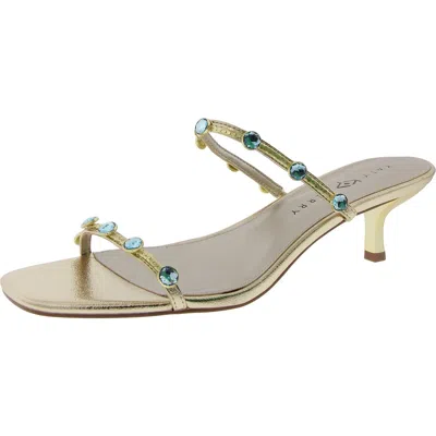 Katy Perry The Ladie Gemstone Sandal Womens Embellished Faux Leather Heels In Gold