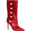 Katy Perry The Revival Snakeskin Embossed Pointed Toe Mid Calf Boot In Red