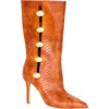Katy Perry The Revival Snakeskin Embossed Pointed Toe Mid Calf Boot In Orange