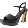 Katy Perry The Square Open Sandal Womens Adjustable Faux Leather Block Heel In Black