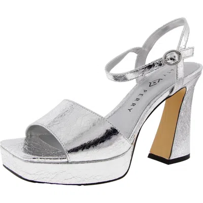 Katy Perry The Square Womens Metallic Square Toe Ankle Strap In Silver