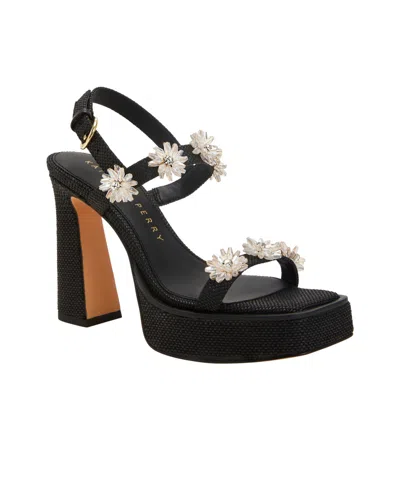Katy Perry The Steady Floral Slingback Platform Sandal In Black