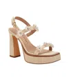Katy Perry The Steady Flower Sandal Womens Embellished Textured Block Heel In Natural